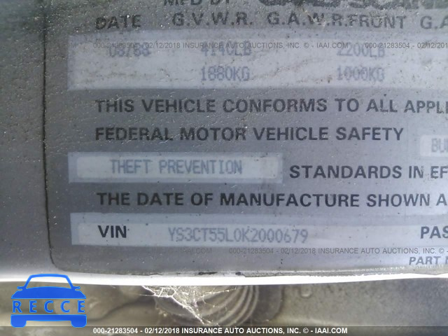 1989 SAAB 9000 YS3CT55L0K2000679 image 8