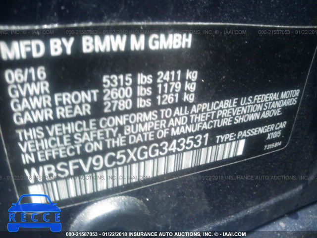 2016 BMW M5 WBSFV9C5XGG343531 зображення 8