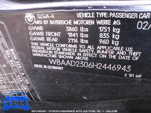 1987 BMW 325 I AUTOMATICATIC WBAAD2306H2446943 зображення 8