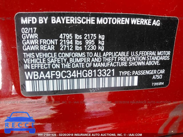 2017 BMW 430XI GRAN COUPE WBA4F9C34HG813321 image 8