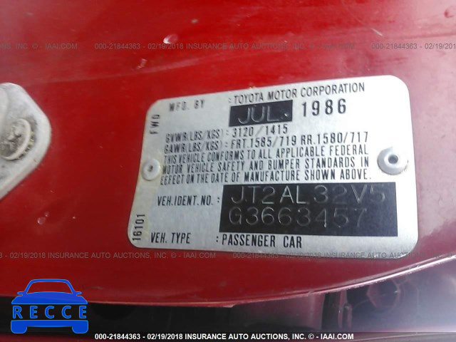 1986 TOYOTA TERCEL DELUXE JT2AL32V5G3663457 зображення 8