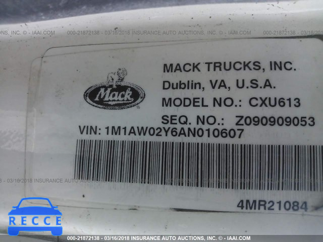 2010 MACK CXU613 CXU600 1M1AW02Y6AN010607 зображення 9