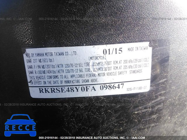 2015 YAMAHA YW125 RKRSE48Y0FA098647 image 9