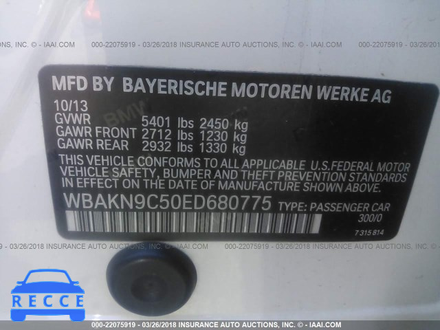 2014 BMW 550 I WBAKN9C50ED680775 зображення 8