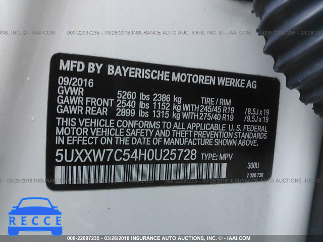 2017 BMW X4 XDRIVEM40I 5UXXW7C54H0U25728 Bild 8