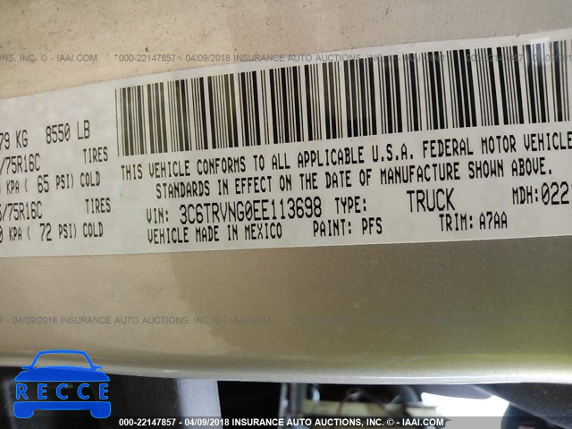 2014 RAM PROMASTER 1500 1500 STANDARD 3C6TRVNG0EE113698 image 8