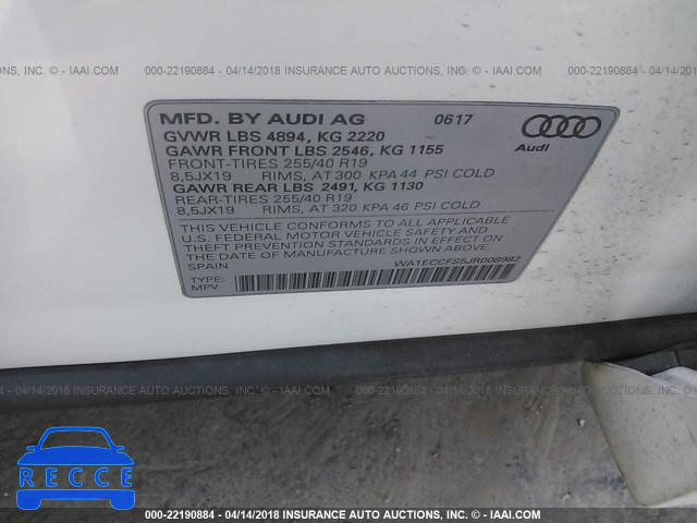 2018 AUDI Q3 PREMIUM WA1ECCFS5JR008982 image 8