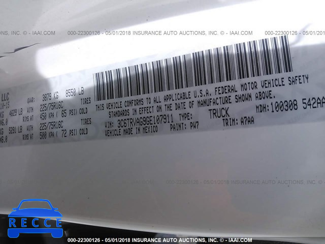 2016 RAM PROMASTER 1500 1500 STANDARD 3C6TRVAG9GE107911 image 8