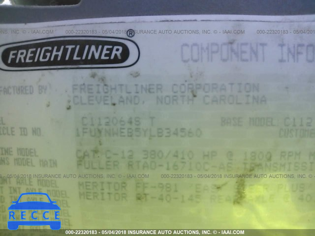 2000 FREIGHTLINER CONVENTIONAL FLC112 1FUYNWEB5YLB34560 image 9