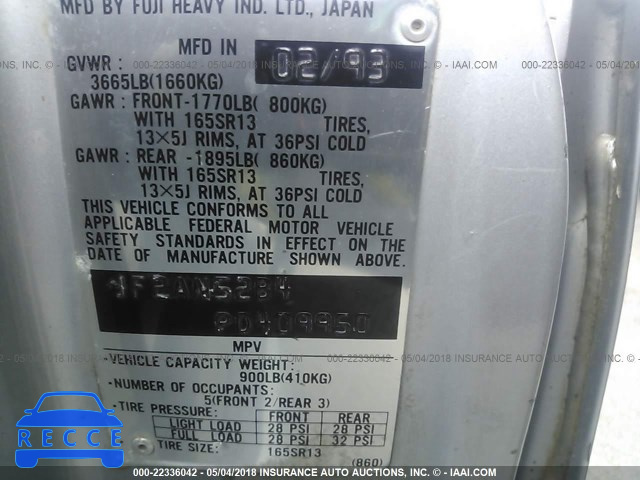 1993 SUBARU LOYALE JF2AN52B4PD409950 image 8