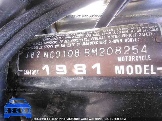1981 HONDA CM400 T JH2NC0108BM208254 зображення 9