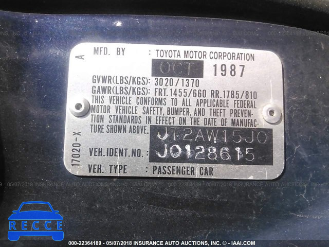 1988 TOYOTA MR2 T-BAR JT2AW15J0J0128615 зображення 8