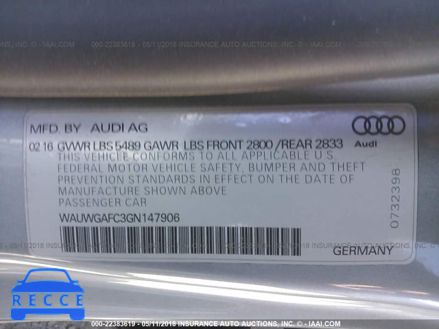 2016 AUDI A7 PREMIUM PLUS WAUWGAFC3GN147906 зображення 8