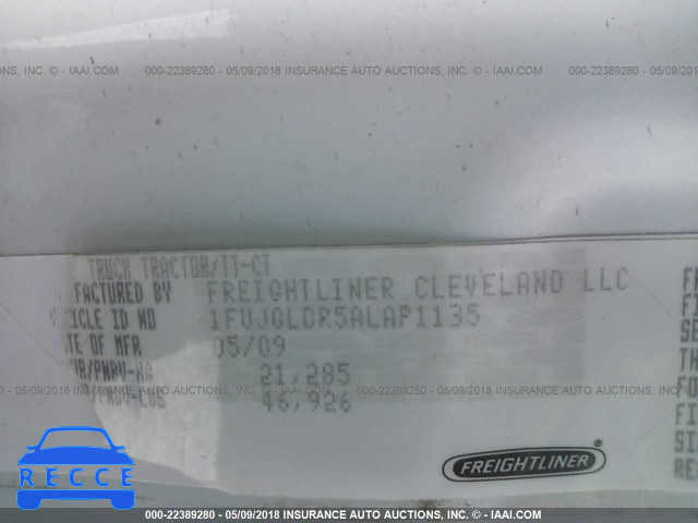 2010 FREIGHTLINER CASCADIA 125 1FUJGLDR5ALAP1135 image 9