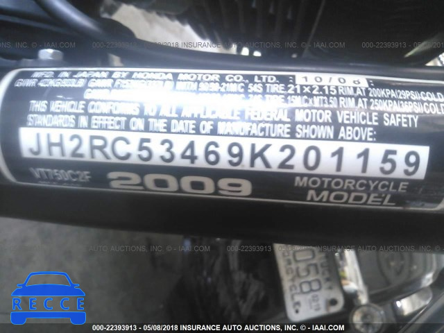 2009 HONDA VT750 C2F JH2RC53469K201159 зображення 9