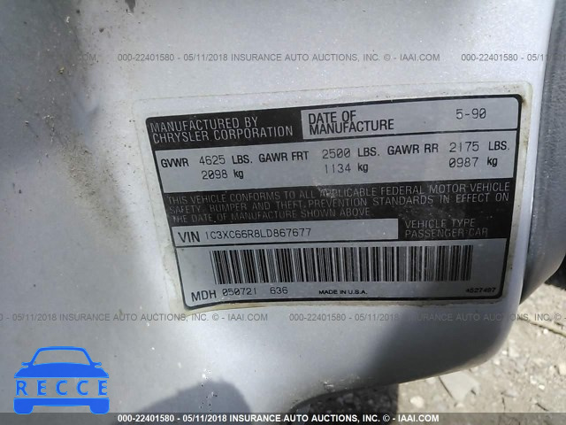 1990 CHRYSLER NEW YORKER C-BODY LANDAU 1C3XC66R8LD867677 image 8