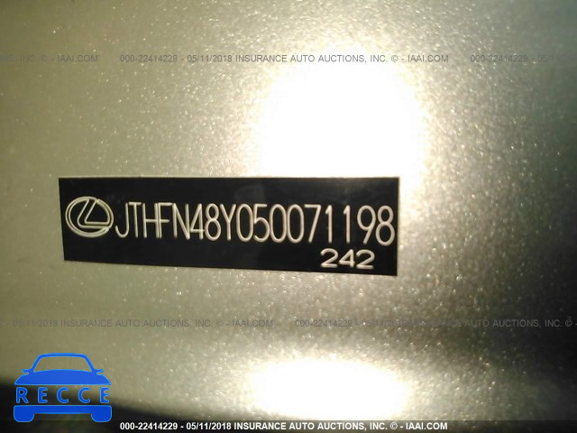 2005 LEXUS SC 430 JTHFN48Y050071198 image 8