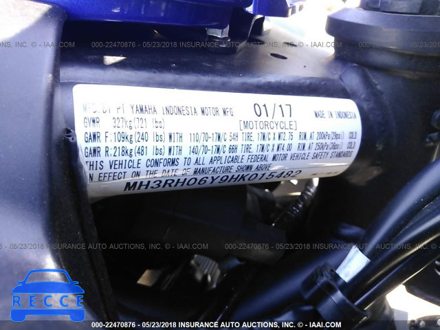 2017 YAMAHA YZFR3 MH3RH06Y9HK015482 image 9