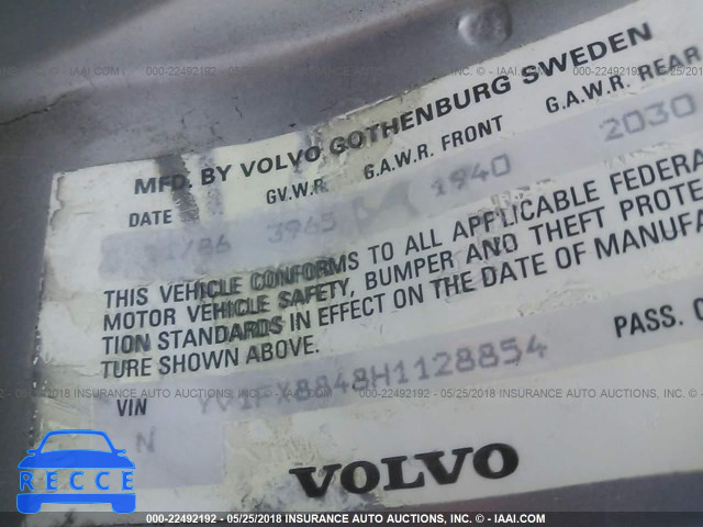 1987 VOLVO 740 GLE YV1FX8848H1128854 image 8