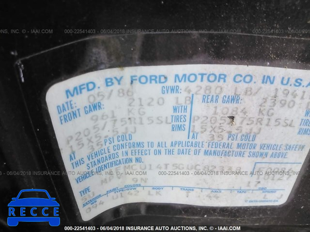 1986 FORD BRONCO II 1FMCU14T5GUC82338 image 8