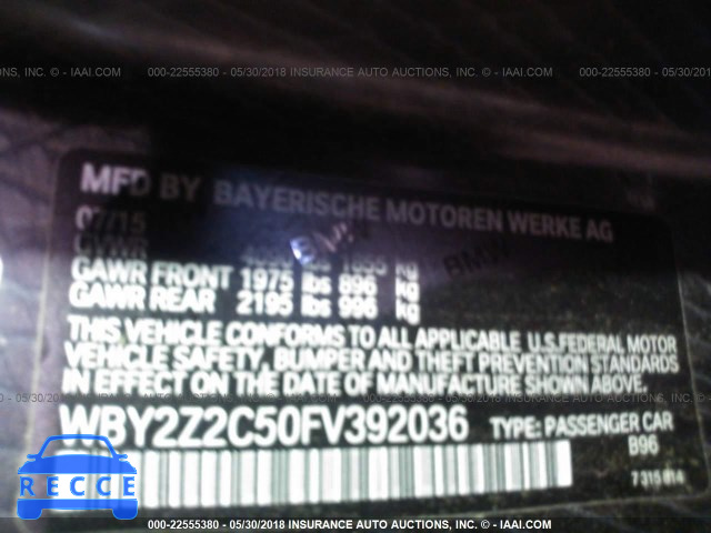 2015 BMW I8 WBY2Z2C50FV392036 зображення 8