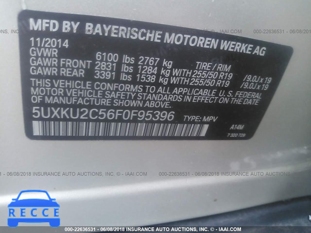 2015 BMW X6 5UXKU2C56F0F95396 зображення 8