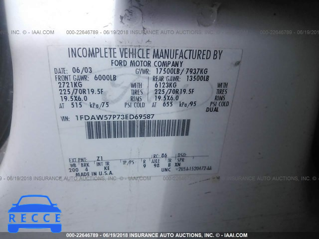 2003 FORD F550 SUPER DUTY 1FDAW57P73ED69587 image 9