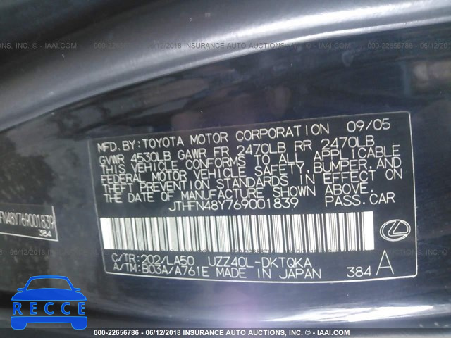 2006 LEXUS SC 430 JTHFN48Y769001839 зображення 8