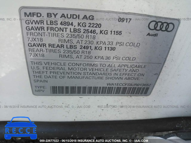 2018 AUDI Q3 PREMIUM WA1ECCFS9JR013652 image 8