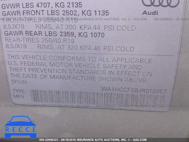 2018 AUDI Q3 PREMIUM PLUS WA1HCCFS9JR010957 image 8