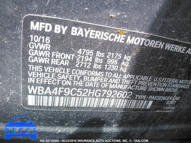 2017 BMW 430XI GRAN COUPE WBA4F9C52HG792602 зображення 8