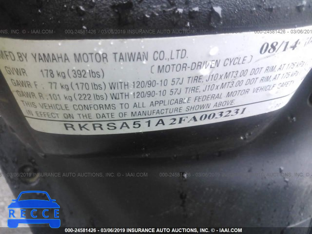 2015 YAMAHA YW50 FX RKRSA51A2FA003231 image 9