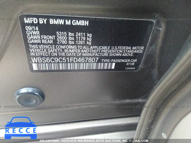2015 BMW M6 GRAN COUPE WBS6C9C51FD467807 image 8