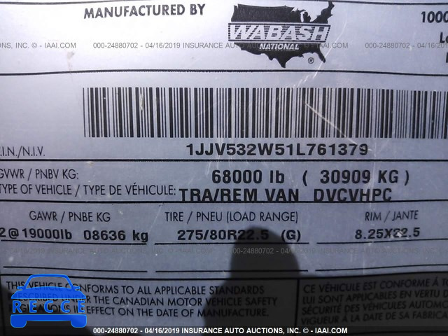 2001 WABASH NATIONAL CORP VAN 1JJV532W51L761379 image 8