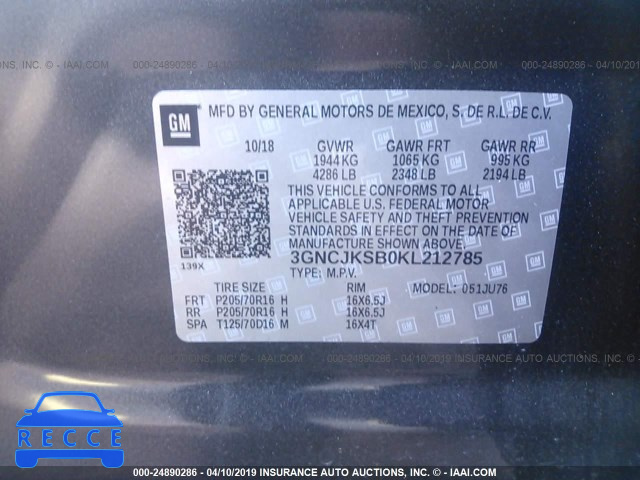 2019 CHEVROLET TRAX LS 3GNCJKSB0KL212785 image 8