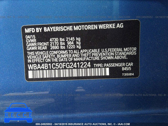 2015 BMW 435 I/GRAN COUPE WBA4B1C50FG241224 зображення 7