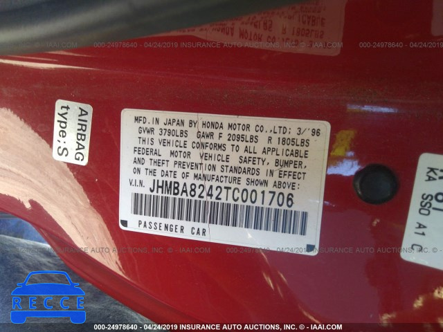 1996 HONDA PRELUDE JHMBA8242TC001706 image 8