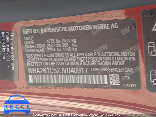 2018 BMW 230XI WBA2K1C52JVD40917 image 8