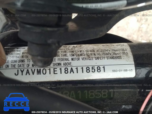 2008 YAMAHA XVS650 A/AT JYAVM01E18A118581 image 9