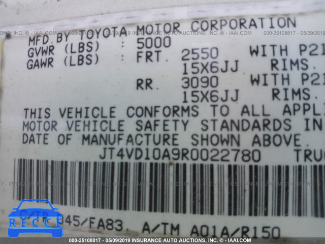 1994 TOYOTA T100 DX JT4VD10A9R0022780 image 8