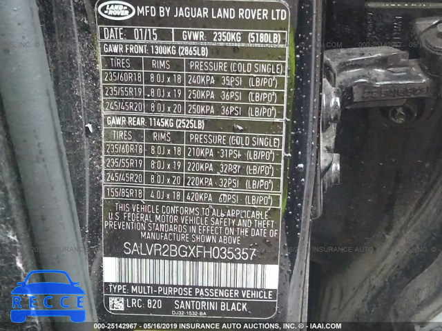 2015 LAND ROVER RANGE ROVER EVOQUE PURE PREMIUM SALVR2BGXFH035357 зображення 7