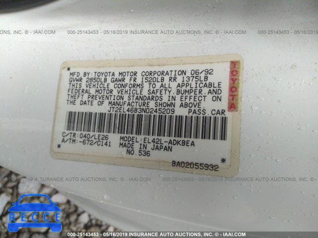 1992 TOYOTA TERCEL STD JT2EL46B3N0245209 Bild 8