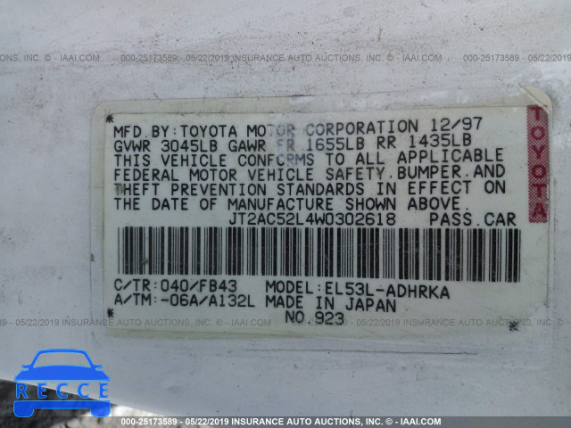 1998 TOYOTA TERCEL CE JT2AC52L4W0302618 image 8