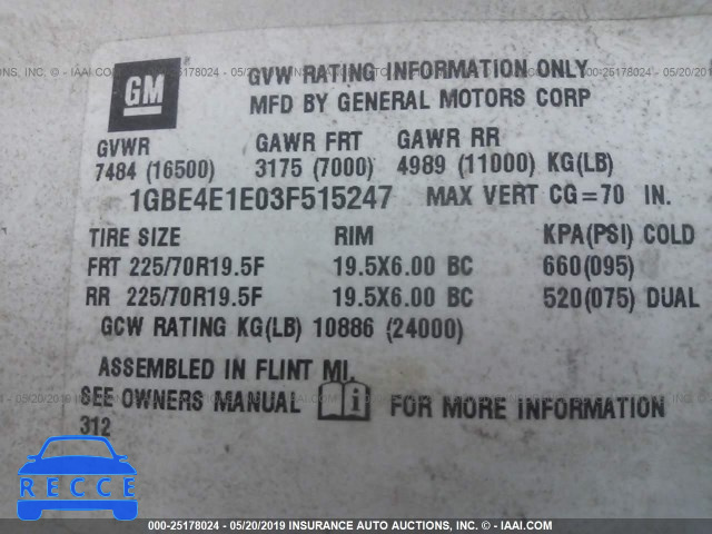 2003 CHEVROLET C4500 C4C042 1GBE4E1E03F515247 image 8