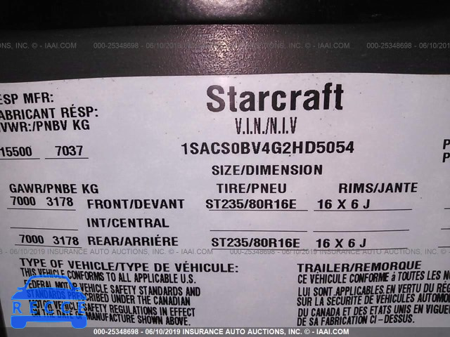 2016 STARCRAFT OTHER 1SACS0BV4G2HD5054 image 8