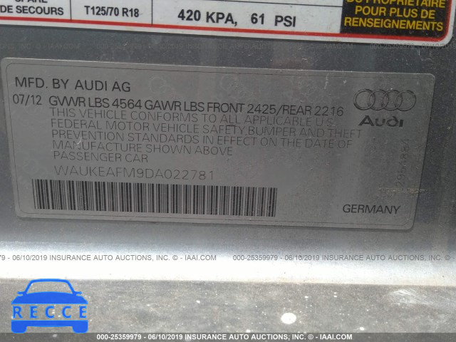 2013 AUDI A3 PREMIUM PLUS WAUKEAFM9DA022781 Bild 7