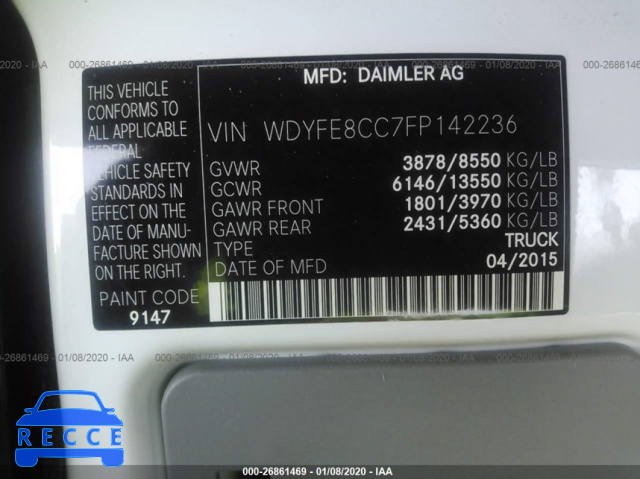 2015 FREIGHTLINER SPRINTER 2500 WDYFE8CC7FP142236 image 8