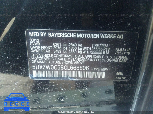 2012 BMW X5 XDRIVE35D 5UXZW0C58CL668806 image 8