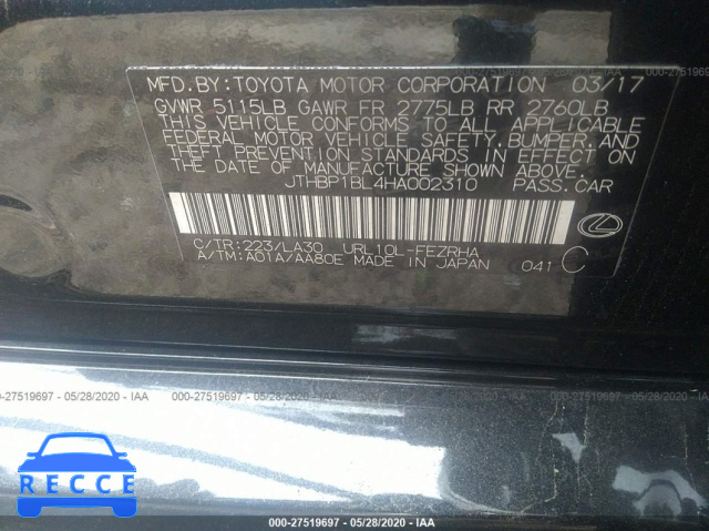 2017 LEXUS GS-F JTHBP1BL4HA002310 image 8