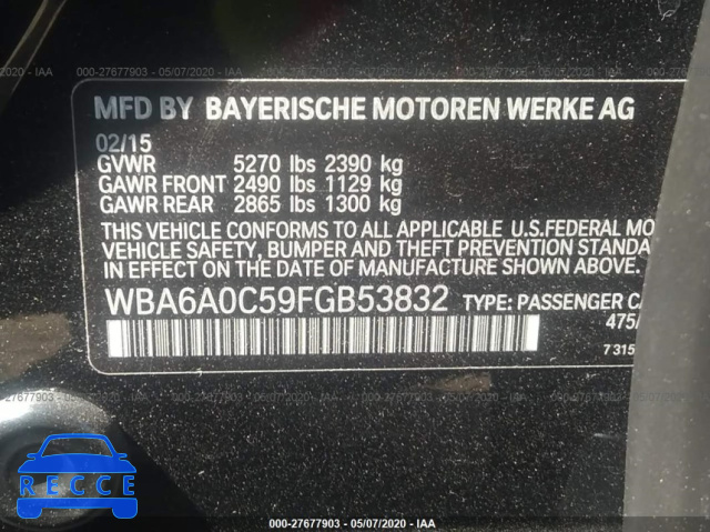 2015 BMW 640 I/GRAN COUPE WBA6A0C59FGB53832 зображення 8